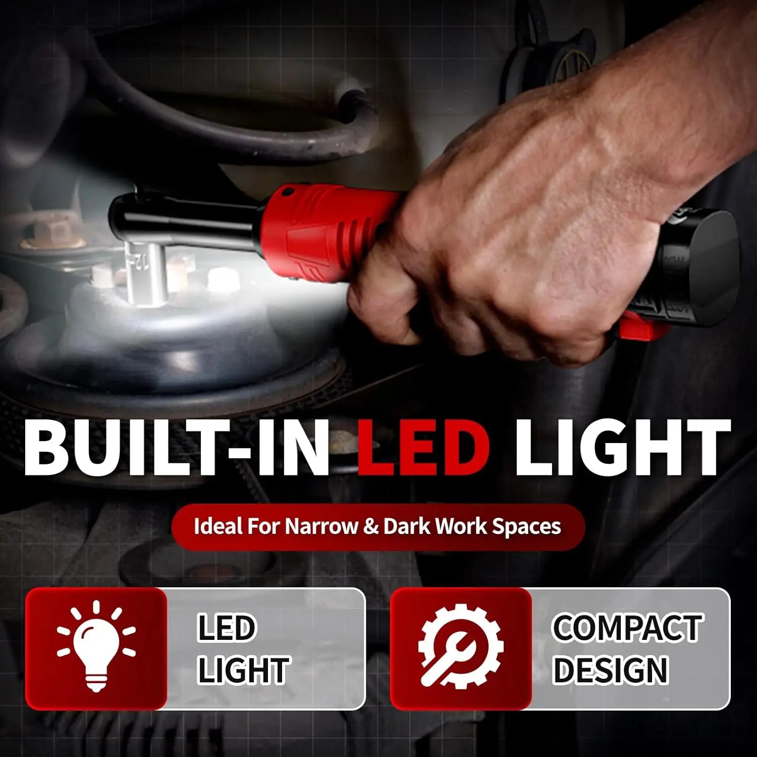 16.8V Cordless Electric Ratchet Wrench Kit 3/8 Inch Drive Two Batteries lidpal