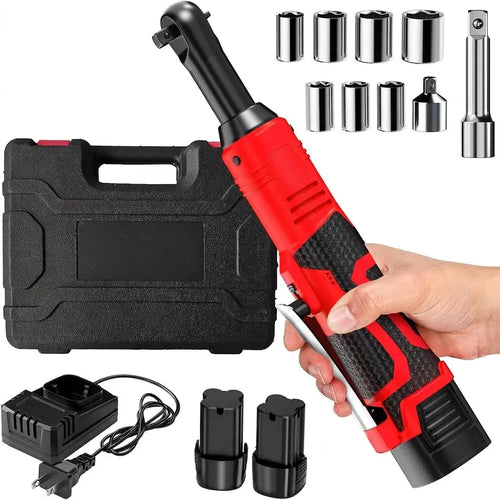16.8V Cordless Electric Ratchet Wrench Kit 3/8 Inch Drive Two Batteries lidpal