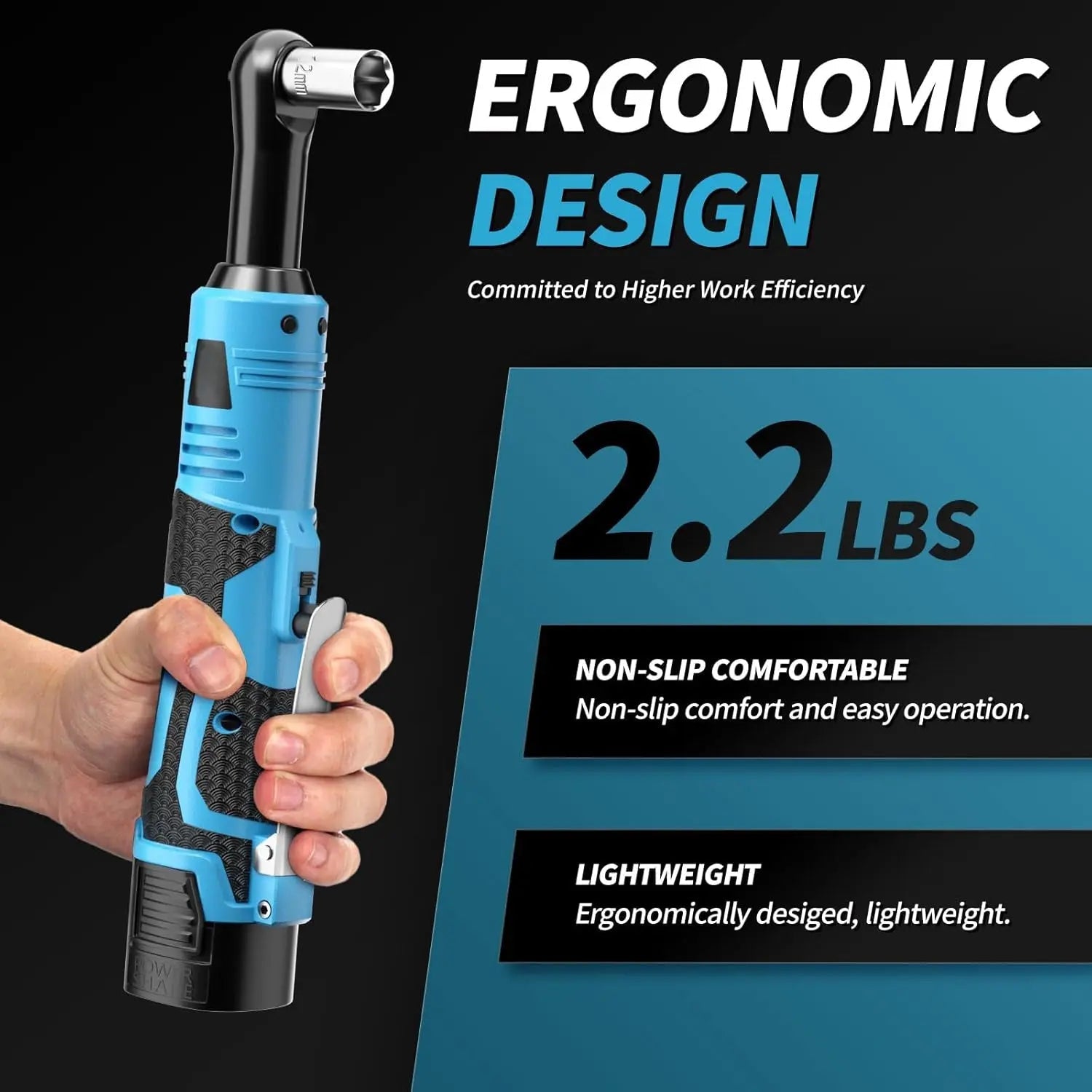 18V Cordless Electric Ratchet Wrench Kit 3/8 Inch Drive Two Batteries lidpal