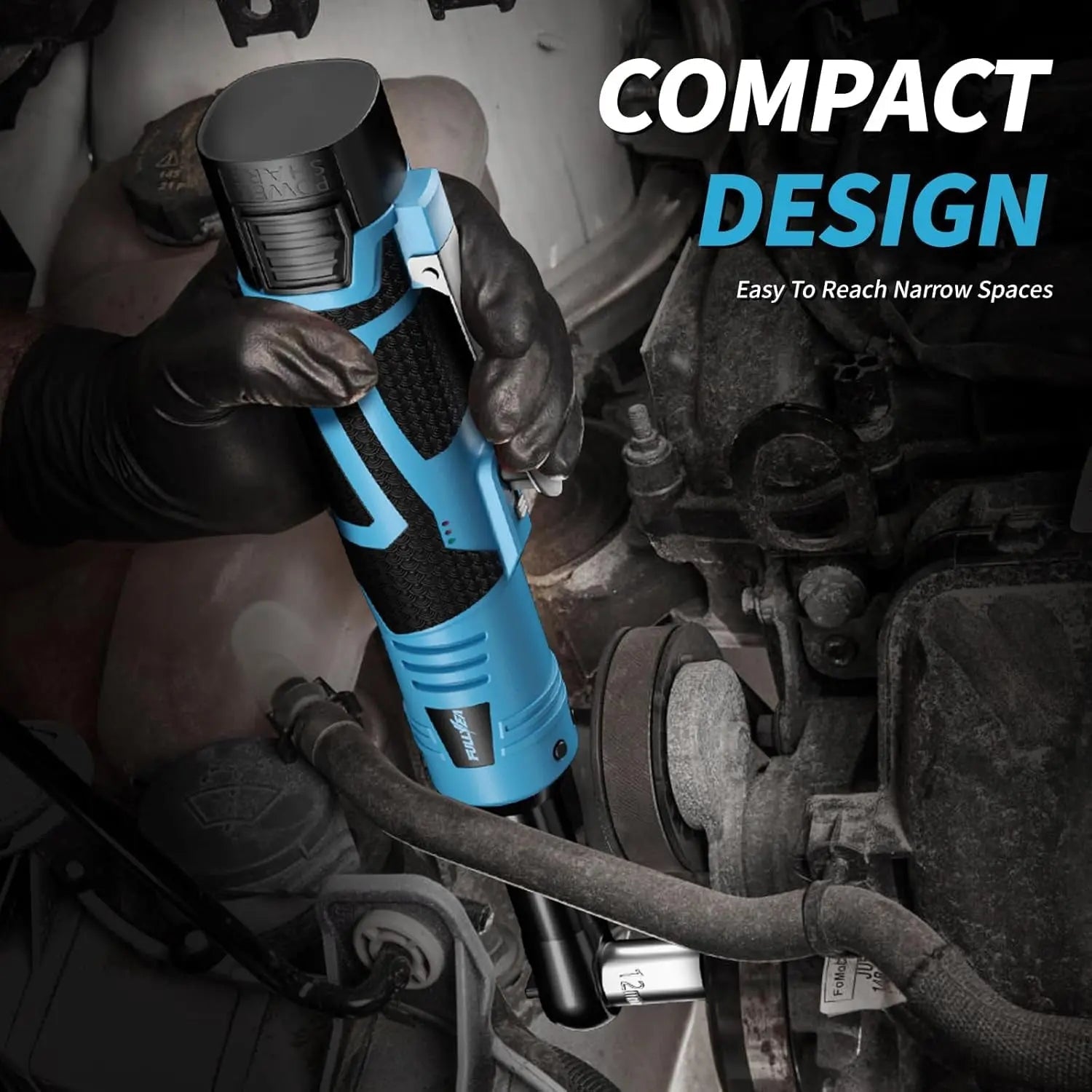18V Cordless Electric Ratchet Wrench Kit 3/8 Inch Drive Two Batteries lidpal