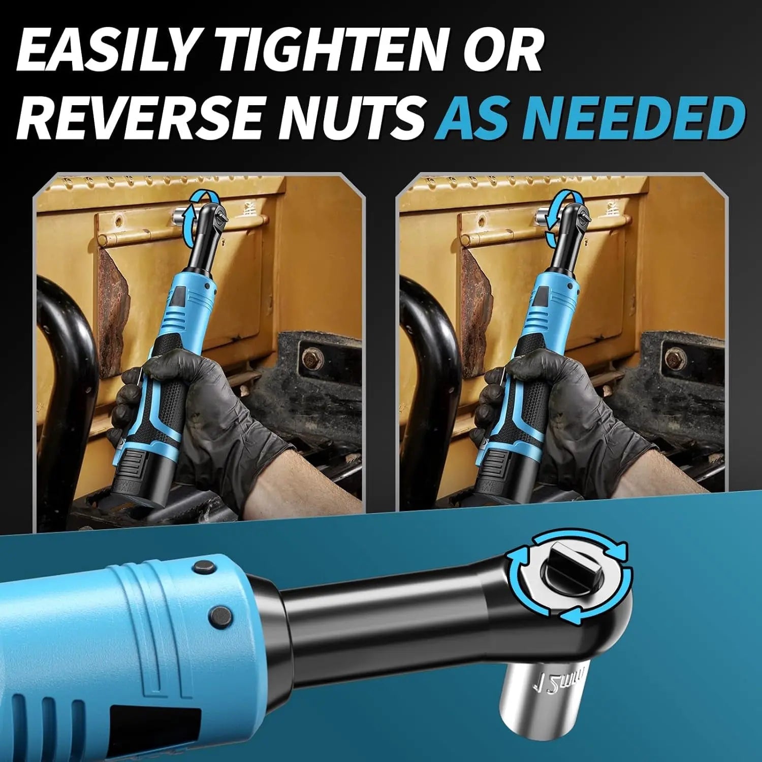 18V Cordless Electric Ratchet Wrench Kit 3/8 Inch Drive Two Batteries lidpal