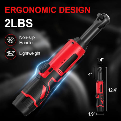 12V Cordless Electric Ratchet Wrench Kit 3/8 Inch Drive Two Batteries Sockets lidpal
